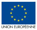 Drapeau de l'Union européenne avec un cercle bleu et douze étoiles dorées.