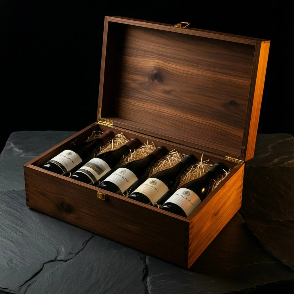 Coffret cadeau bois 6 bouteilles vin naturel Pi-Kol Swartland