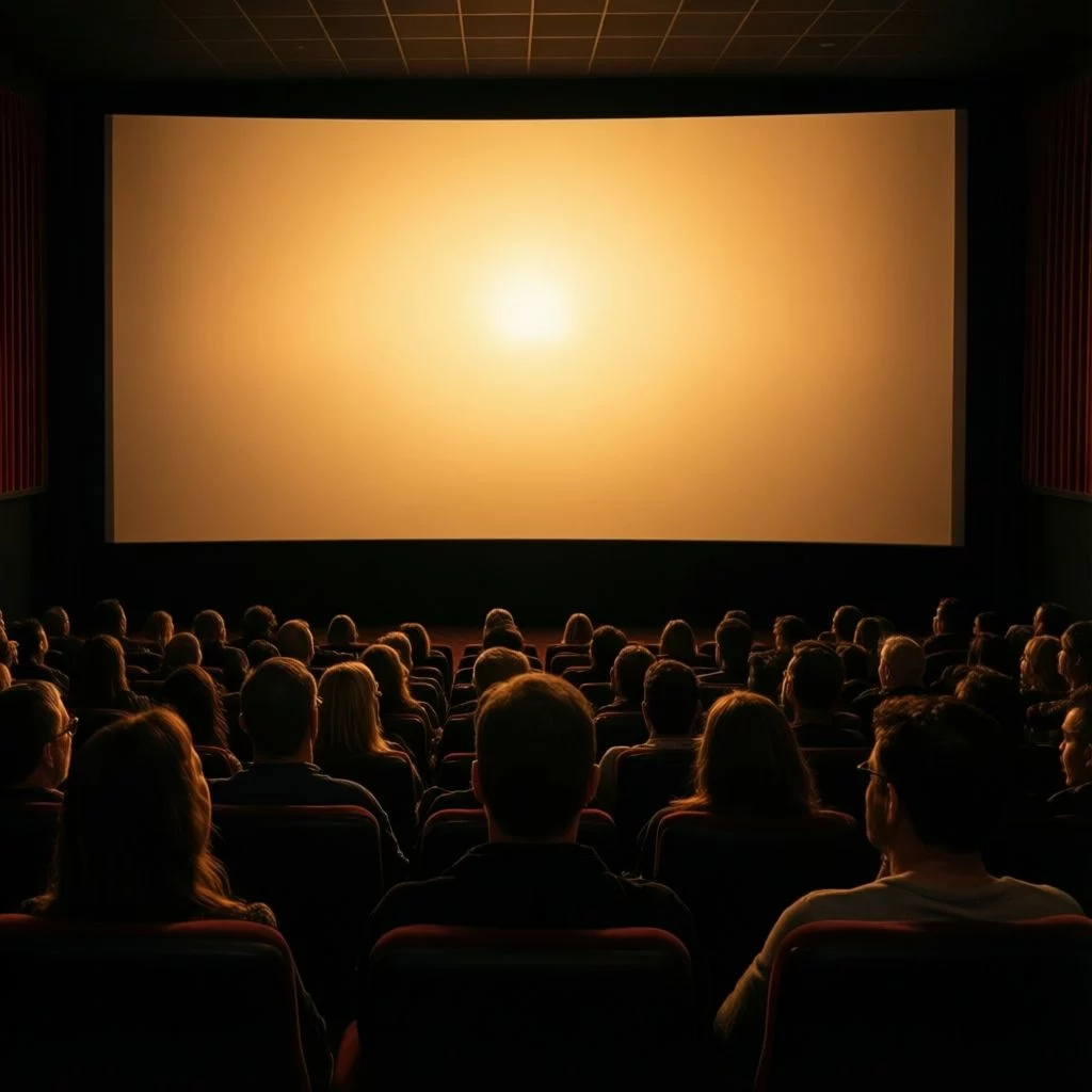 Public regardant un film sur grand ecran lors d'une projection film reunion a La Reunion