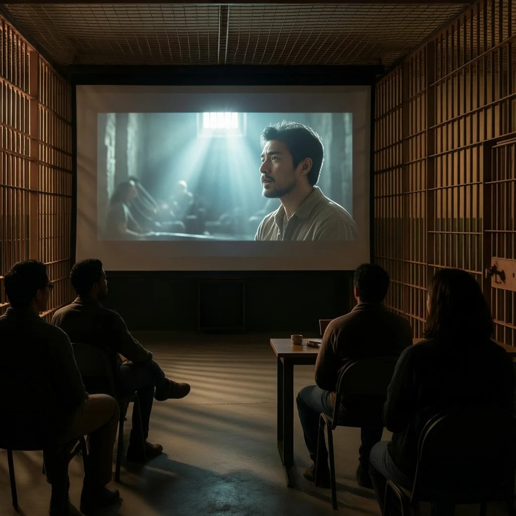 Experience projection film milieu penitentiaire - Culture et reinsertion a La Reunion