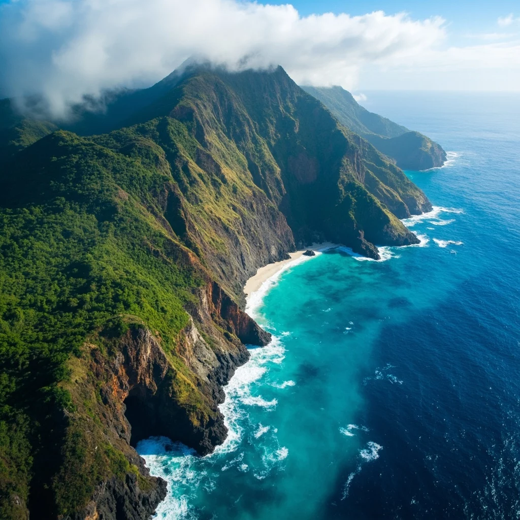 La Reunion ocean Indien — paysage cinematique du volcan et de la cote
