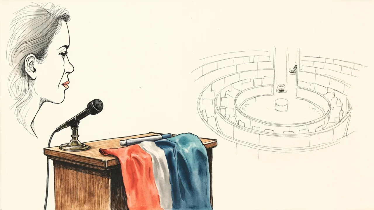 Micro sur tribune devant l'Assemblée nationale vide — cinéma réunionnais autonomie